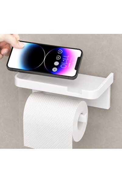 YerliÇöpPoşeti Toilet Paper Holder - with Shelf and Adhesive - No-Drill Bathr...