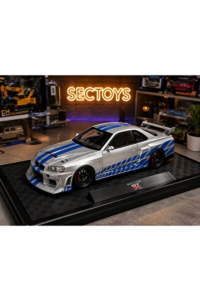 scntoys Fast and Furious Diecast Model 2002 Nissan Skyline Gtr R34 Silver Blu...