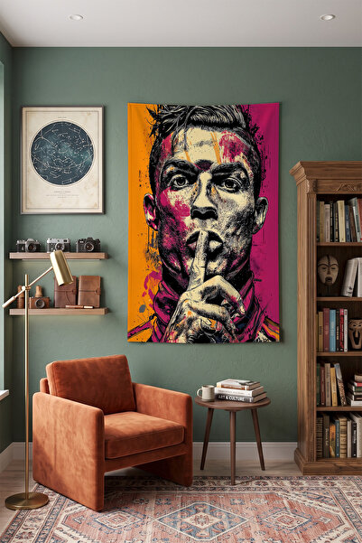 Milura Cristiano Ronaldo Duvar Örtüsü – Modern Dekoratif Kaliteli Kumaş Tapes...