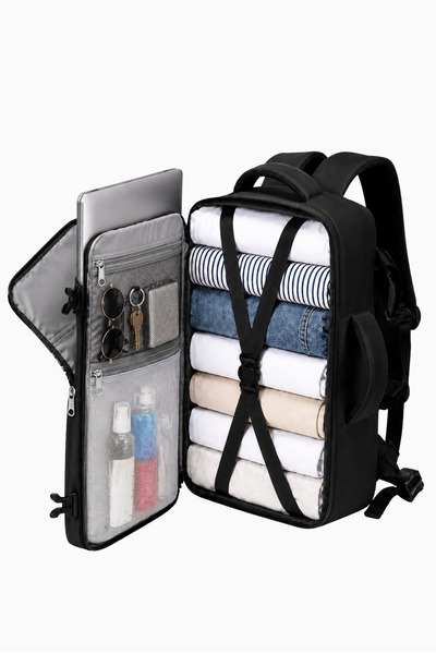 woys Travel Backpack Çok Bölmeli Kabin Boy Siyah Seyahat Sırt Çantası | Uçak ...