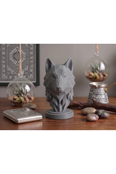 Geometrik Bozkurt Heykeli - Özel Tasarım Low Poly Kurt Biblo Dekoratif Obje (24 cm)
