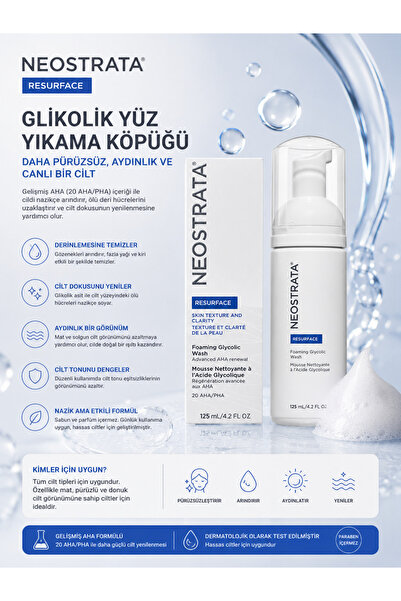NeoStrata Resurface Glycolic Face Wash Foam 125 ml - Skin Renewing Facial Cle...