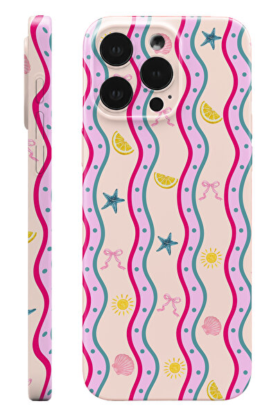 WANNA PROTECT iPhone 15 Pro Max Pink Wave Protect Slim Parlak Tam Kaplayan Ba...