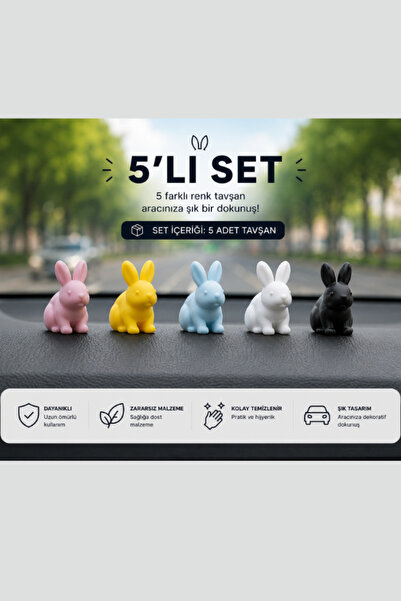 glowify prime glowify prime 5 Pieces of Cute Rabbit Family Rearview Mirror Or...