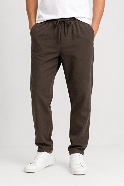 CLASSİCS MEN Ανδρικό λινό παντελόνι jogger casual με δέσιμο στη μέση 7734