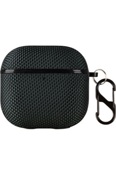 OEM Θήκη Νάιλον με Γάντζο Ασφαλείας για AirPods 4 Σκούρο Πράσινο