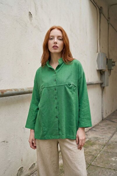 Hiccup MY FASHION Cămașă supradimensionată cu mânecă lungă din amestec de in