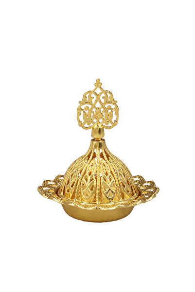 GGEROU Golden Metal Tabletop Censer Incense Burner with Hollow Design, Multif...