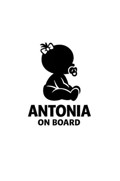 OEM Autocolant decorativ auto  "ANTONIA LA BORD ", M2, 10cm, Negru