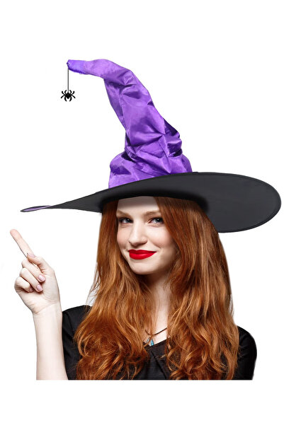 GGEROU Pleated Witch Hat Costume Accessories Party Role Play Props (Purple Sp...