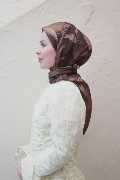 efdal şal eşarp Abstract Floral Pattern Voile Soft Scarf