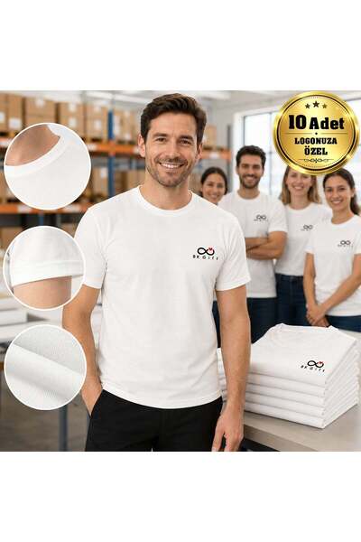 Bk Gift 10 White Promotional T-Shirts with Your Logo - Cotton Unisex Disposab...