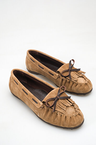 Ayakkabı Delisiyim Dark Beige Genuine Leather Women's Loafer Shoes with Tasse...