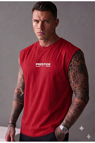 FAVORİST Prestige Printed Men's Zero Sleeve Athlete T-Shirt (Cotton/Combed Co...