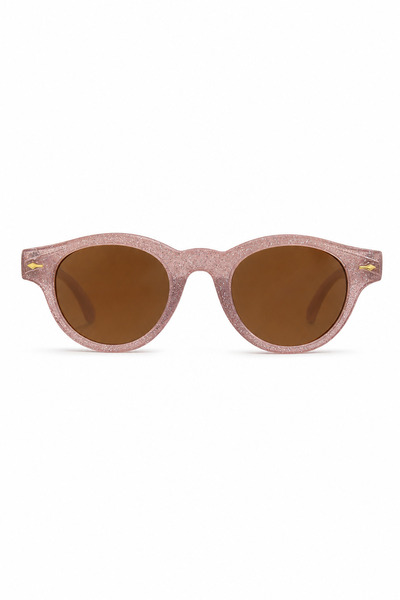 Jack Ferrero Uv Protection Sunglasses with Brown Glass and Silvery Pink Frame...