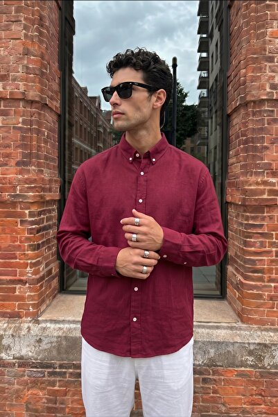 Livio Ferri Kora Premium 100% Cotton Linen Oversize Men's Button-Down Collar ...