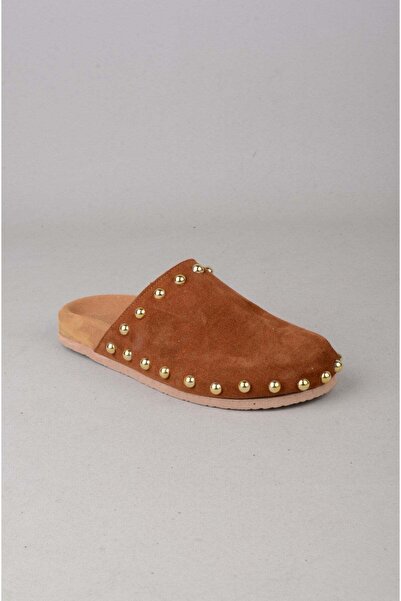 SEÇ KUNDURA Select 4194 genuine leather truck detail women's slipper taba suede
