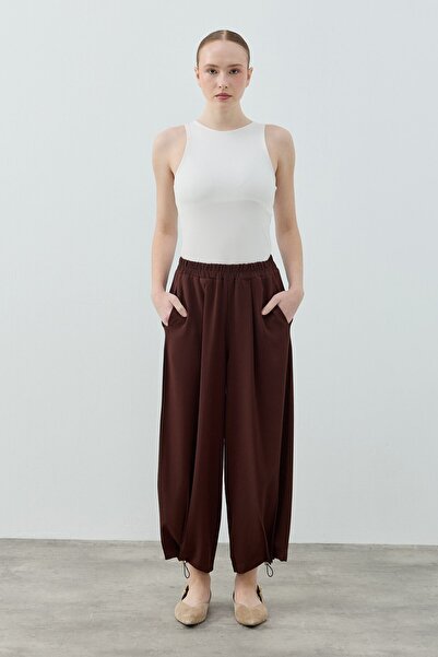 Merwishop Mrw1628 Sports Crepe Trousers Brown