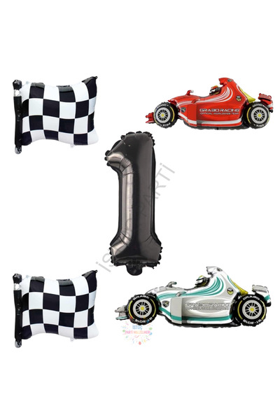 İSTOÇ PARTİ İstoç Checkered Racing Vehicles Themed Birthday Set Age-1
