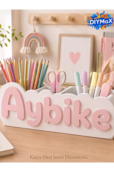 DIYMaX Kişiye Özel İsimli Masa Düzenleyici Kalemlik - Çocuk Odası Organizeri,...