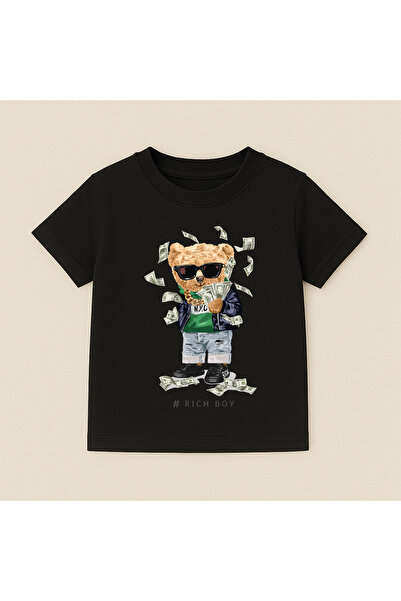 SVART WEAR Teddy Bear Printed Crew Neck Cotton Short Sleeve Kids & Youth T-Shirt