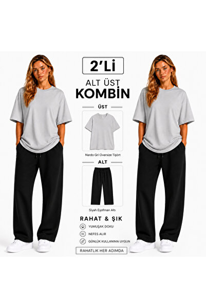 JULİA MODA طقم سروال رياضي نسائي مكون من قطعتين، مزيج من الأقمشة الخفيفة والق...