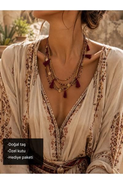 HER ŞEY NOTA www.herseynota.com Marisol Bohemian Layered Beaded Necklace with...