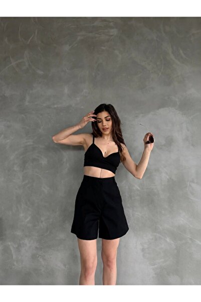 nido moda Beli Kemerli Geniş Paçalı Mom Şort