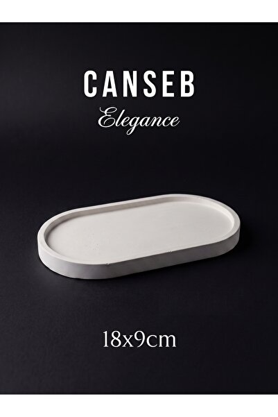 CANSEB Elegance Çimento Esaslı - 18x9cm Dekoratif - Sunumluk - Tepsi - Tabak