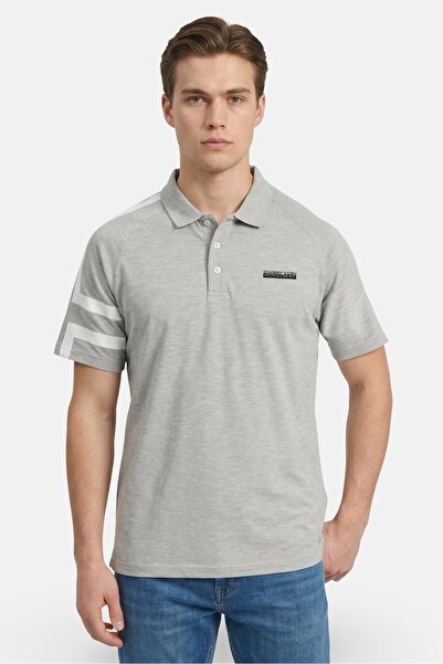 Nordland Men Regular Fit Short Sleeve Brand Polo Shirt, Light Grey