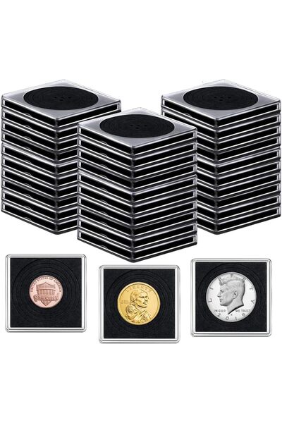 Arabest Adjustable Square Box,Clear Coin Holder,30-Piece,Coin Collection Box,...