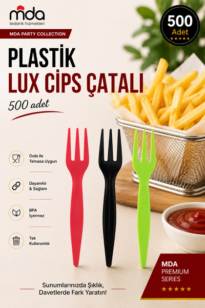 SMARTPACK Plastik Lux Cips Çatalı Renkli 500'lü