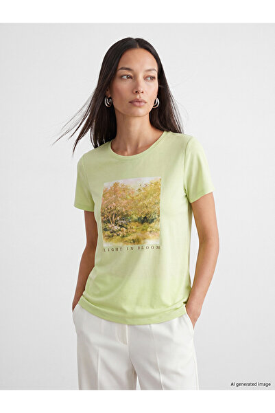 LC Waikiki Green Crew Neck Printed Women's T-Shirt
