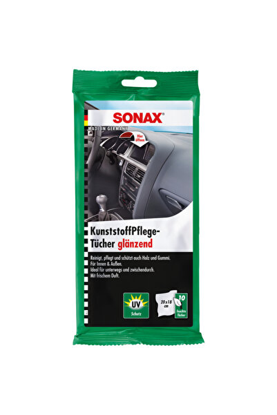 Sonax Υγρά Mαντιλάκια περιποίησης πλαστικών γυαλιστερό 10 τεμ.