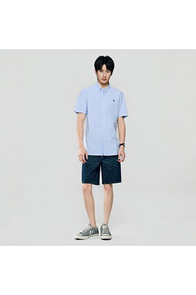 Giordano Men's Lion Oxford Slim Short Sleeve Shirt