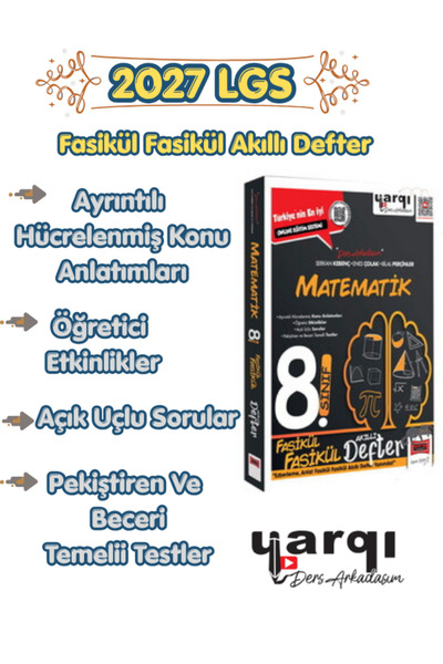 Yargı Yayınları Yargı 8.Sınıf Matematik Fasikül Fasikül Akıllı Defter - Ders ...