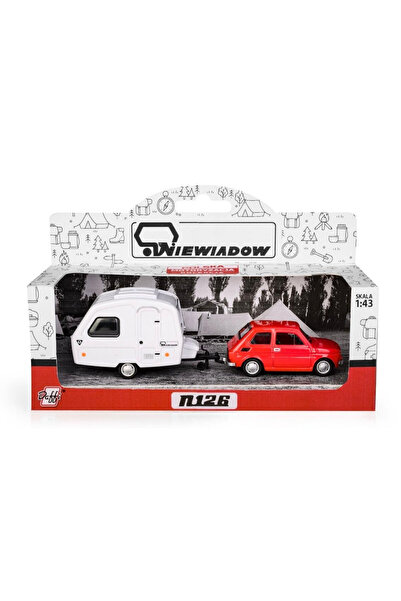 Daffi Set model Fiat 126p cu remorcă Niewiadow Kemping rosie