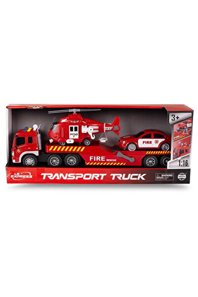 OEM Set de pompieri Lena 3 în 1, transportor cu elicopter și mașină, scară 1:16