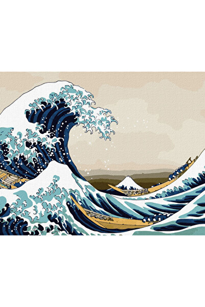 ideyka Set pictura pe numere, cu sasiu, Marele val de la Kanagawa - Hokusai, ...