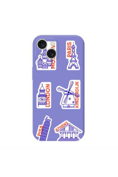 Other Apple iPhone 15 Plus Pisa Athens Purple Colored Silicone TPU Θήκη