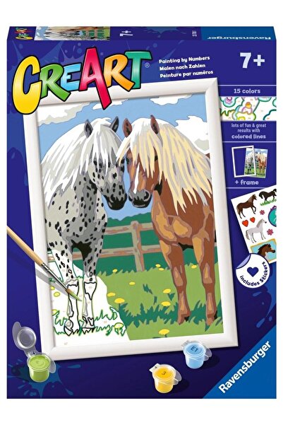 RAVENSBURGER Set pictura CreArt Cai fericiti, Ravensburger, 7 ani+, Multicolor