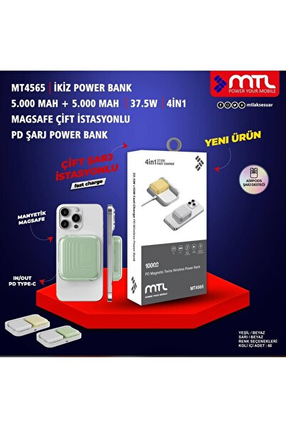 peltech 5000+5000 MAH 4İN1 İKİZ ŞARJ İSTASYONLU 37.5W MAGSAFE POWERBANK 60