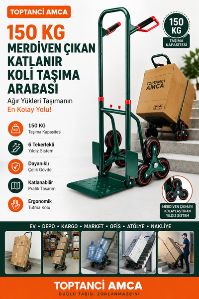 Toptancı Amca Merdiven Çıkan Koli Taşıma Arabası Katlanır yapı İnip Kalkar Yü...