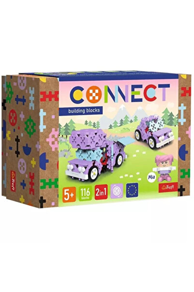 Trefl Set de constructie Connect, Camper Van / Masina mica, 116 piese, multic...