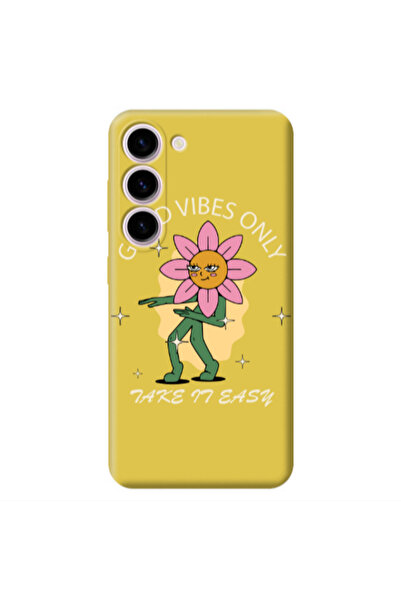 Other Samsung S23 Plus Good Vibes Only Yellow Colored Silicone TPU Θήκη