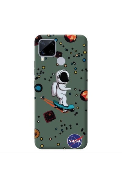 Other Realme C25 Astronaut with skateboard Dark Green Colored Silicone TPU Θήκη