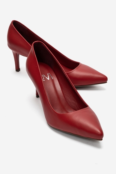 LuviShoes Γυναικεία παπούτσια με τακούνι CLYDE Red Skin από γνήσιο δέρμα