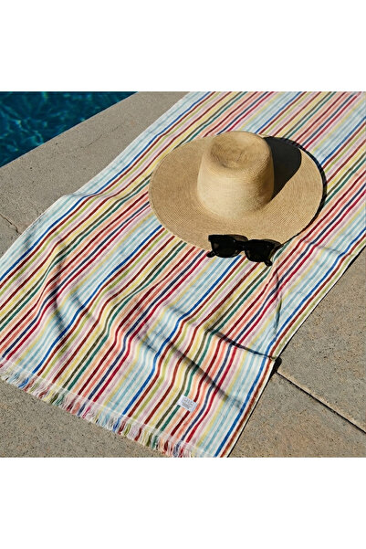 Green Black Stripe Sunset Beach Towel 100% Cotton Colorful 90X160