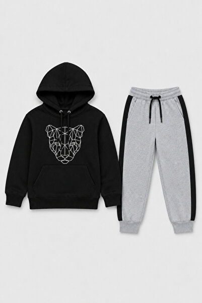 Trendy Merry Store Lion Drawing Printed Unisex Children's Tracksuit Set with ...
