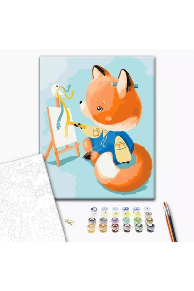 MC Micostore Set Pictura pe numere 40x50cm, Brushme - Vulpe care picteaza - p...